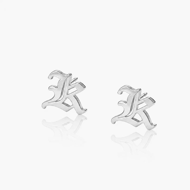 Personalized Old English Initial Earrings