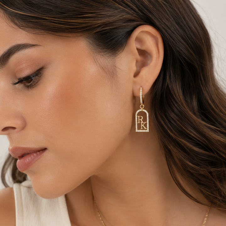 Personalized Initial Drop Hoop Earrings