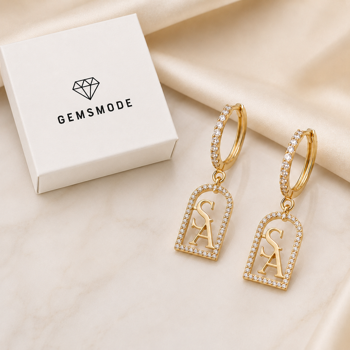 Personalized Initial Drop Hoop Earrings