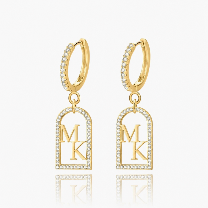 Personalized Initial Drop Hoop Earrings