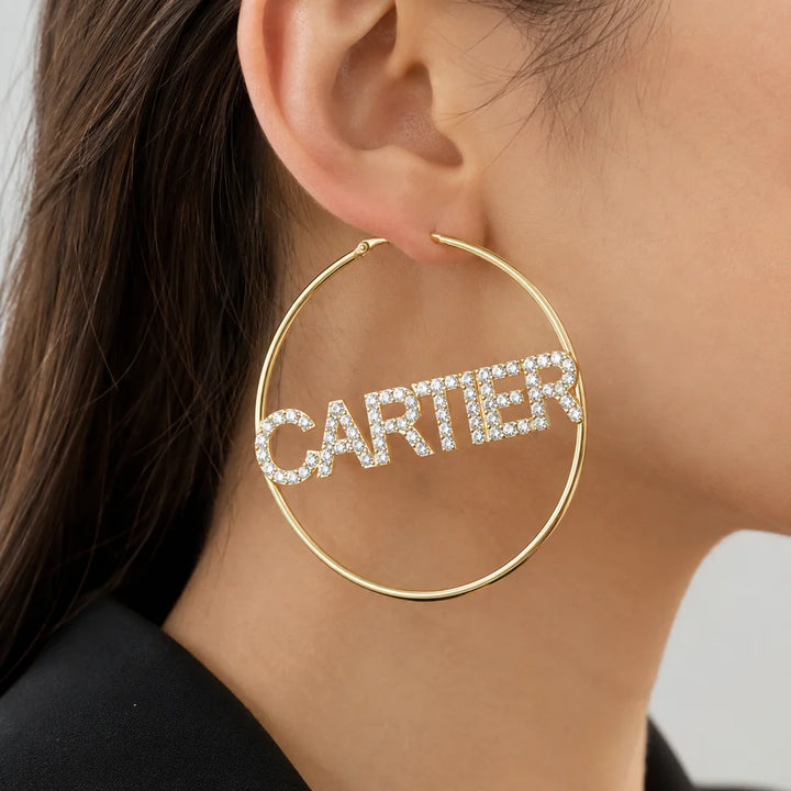 Personalized Iced Hoop Earrings