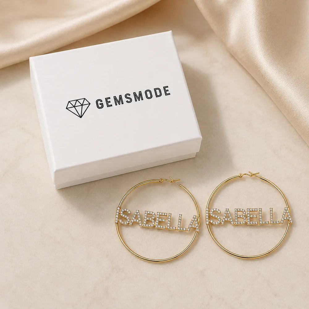 Personalized Iced Hoop Earrings