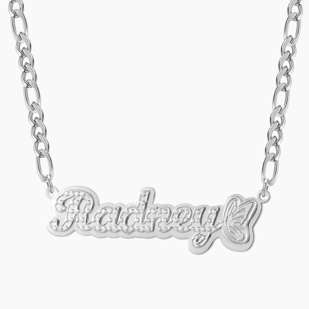 Double Plated Butterfly Name Necklace