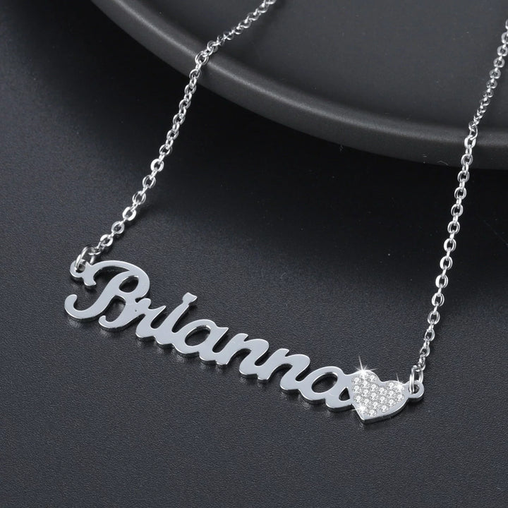 Iced Dainty Heart Name Necklace