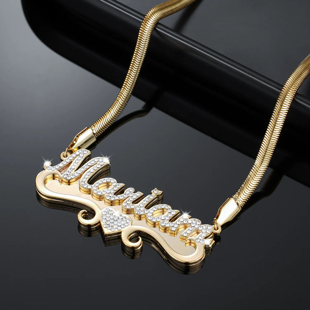 Double Plated Iced Name Necklace