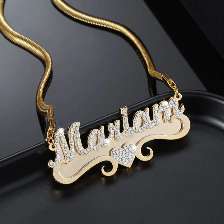 Double Plated Iced Name Necklace