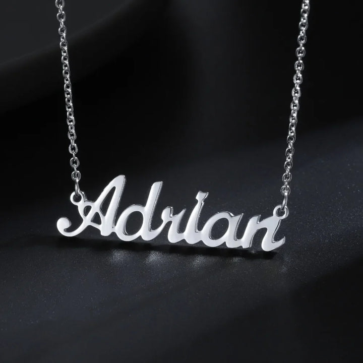  Silver custom name necklace with "Adrian" inscription.