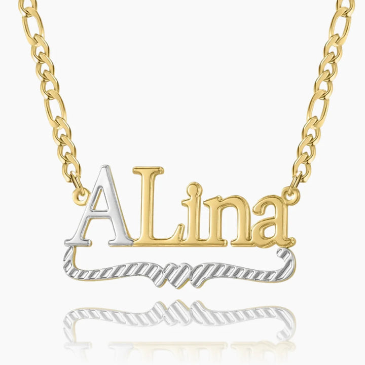 Double Plated Initial Name Necklace in Gold