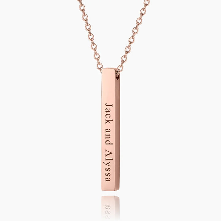 Rose Gold Engraved Bar Name Necklace