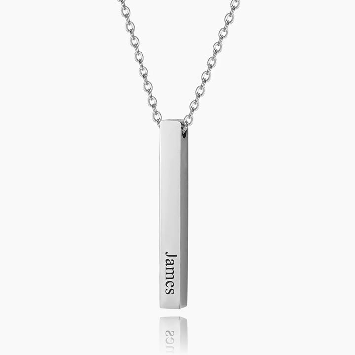 Silver Engraved Bar Name Necklace