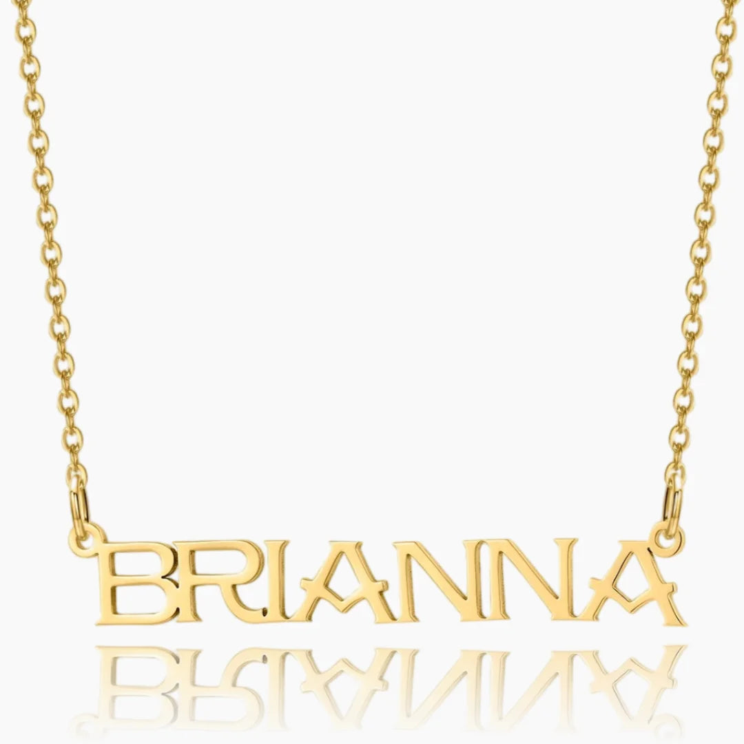 Gold capital letter name necklace for women