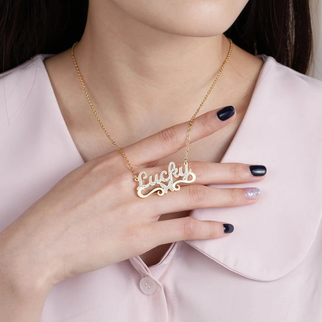 Iced Butterfly Name Necklace