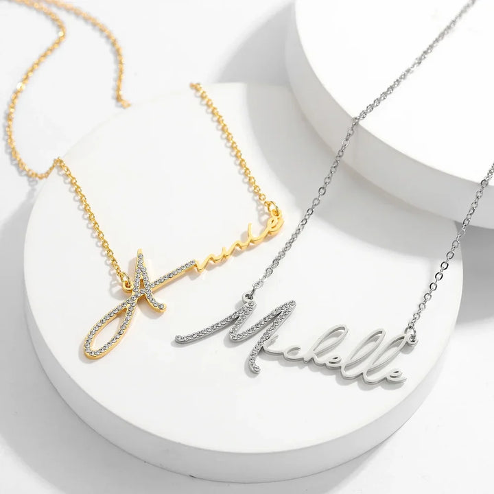  Iced Signature Name Necklaces in Gold and Silver for Women