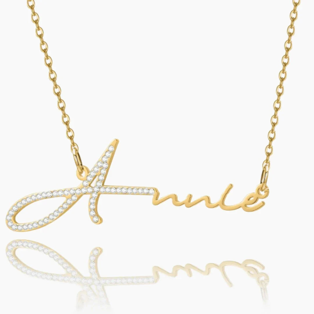 Iced Signature Name Necklace in Gold for Women