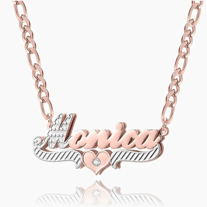 Double Plated Customized Name Necklace-Gemsmode