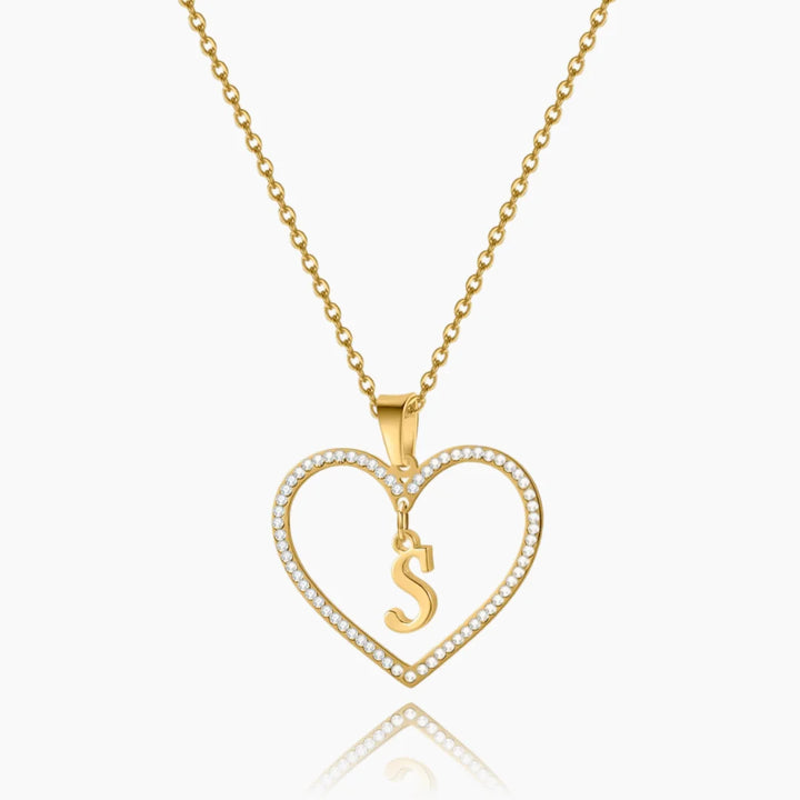 Gold Initial Heart Necklace 