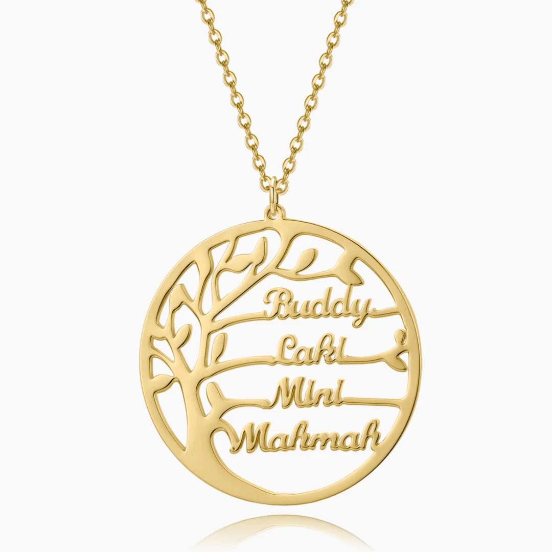 Gold Personalized Family Name Necklace with Custom Names