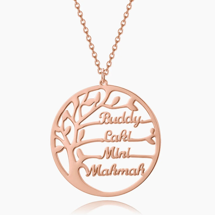 Rose Gold Personalized Family Name Necklace with Custom Names