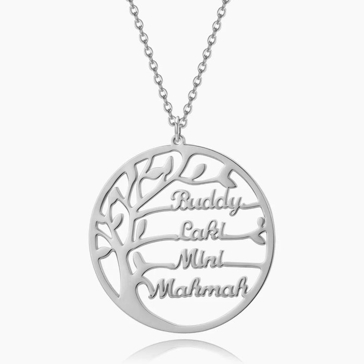 Silver Personalized Family Name Necklace with Custom Names