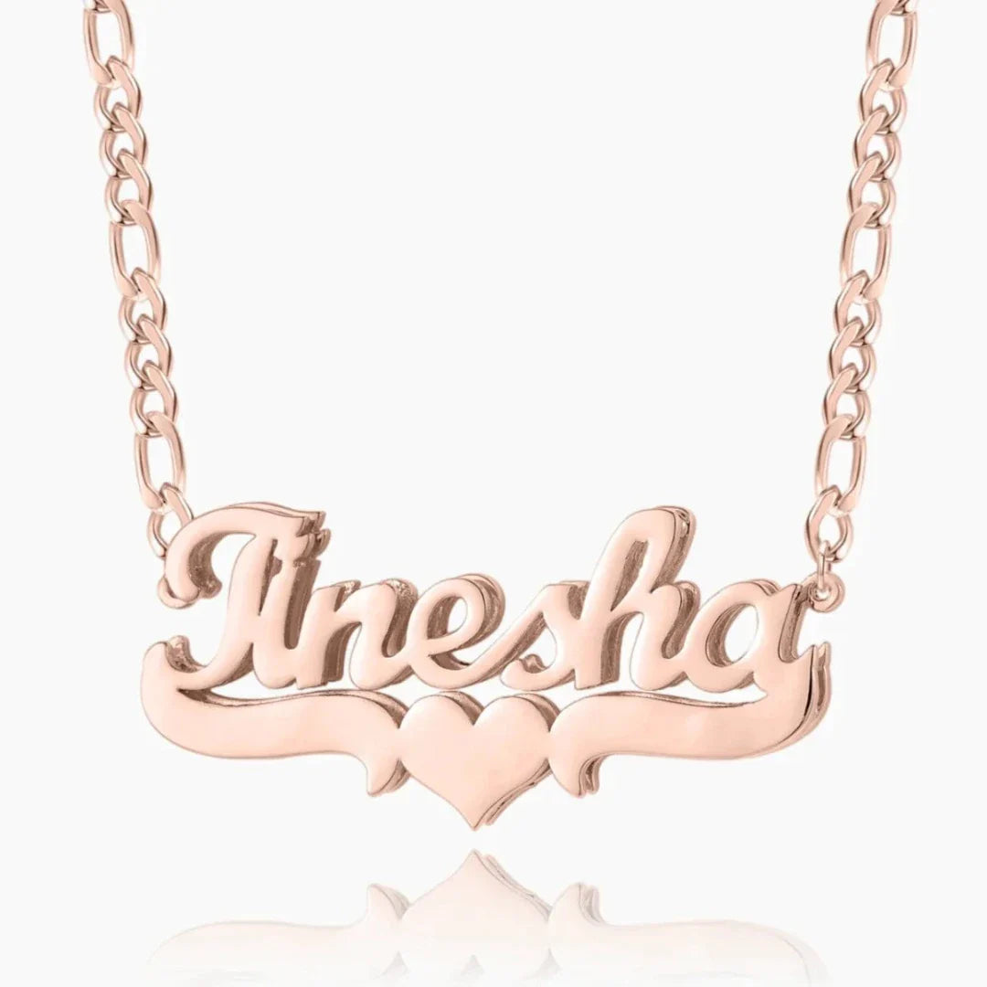 Personalized Heart Name Necklace in Rose Gold