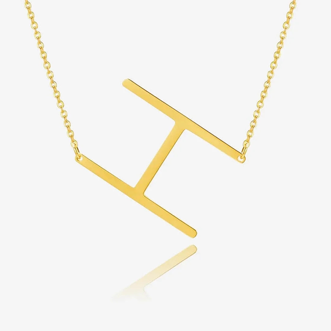 Gold Personalized Statement Initial Necklace with the letter "H"