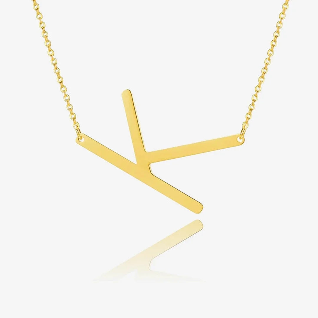 Gold Personalized Statement Initial Necklace with the letter "K"