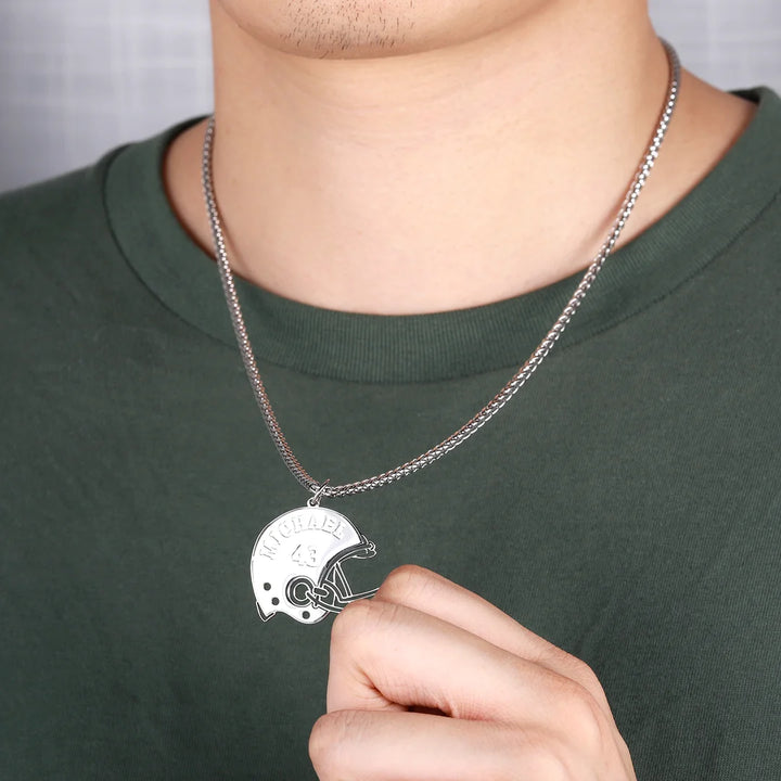 Personalized Football Helmet Name Necklace