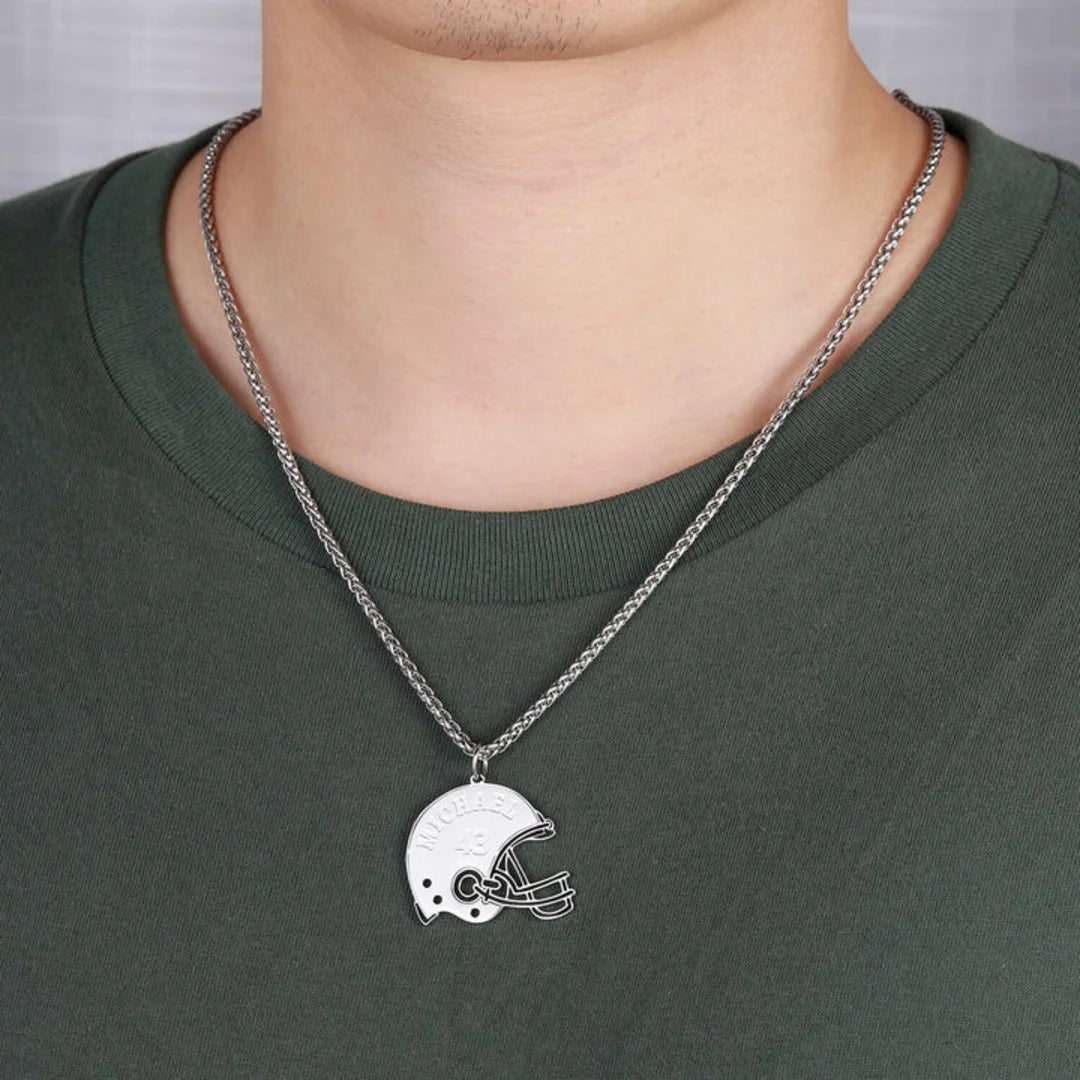 Personalized Football Helmet Name Necklace