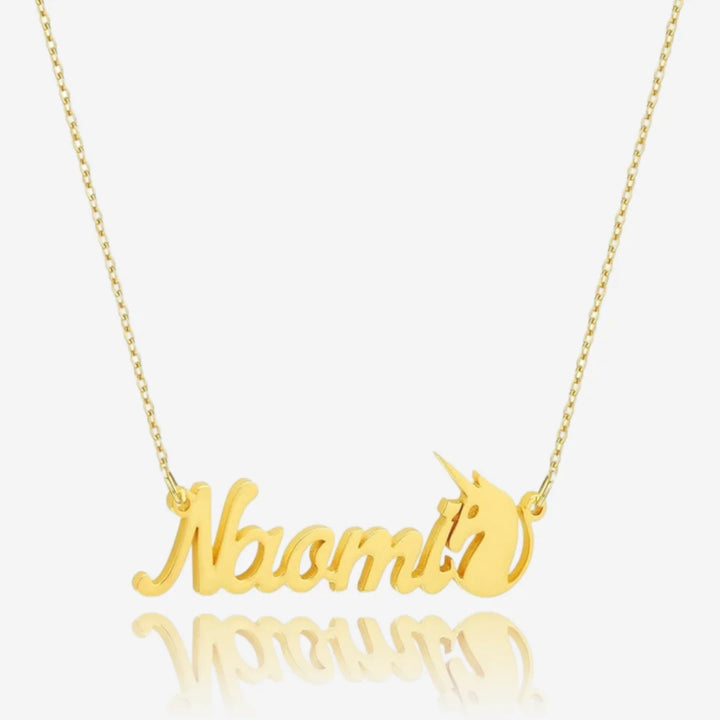 Personalized Unicorn Name Necklace in gold