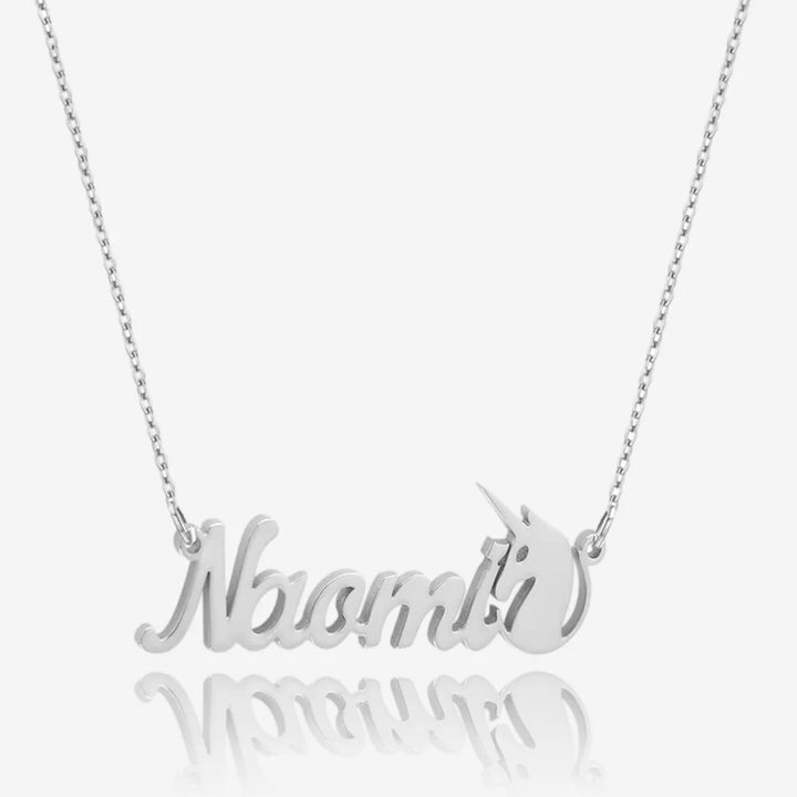 Personalized Unicorn Name Necklace in silver