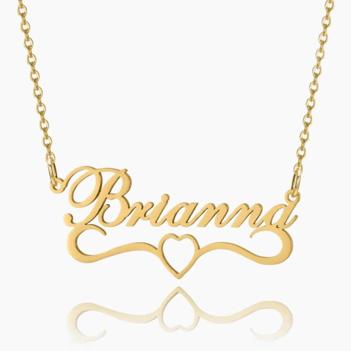 Delicate Cursive Nameplate Necklace with Heart