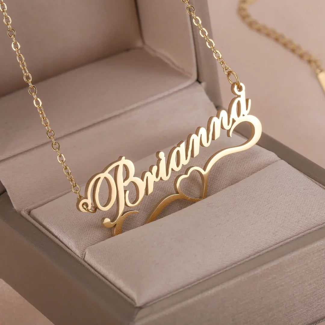 Cursive Name Heart Necklace