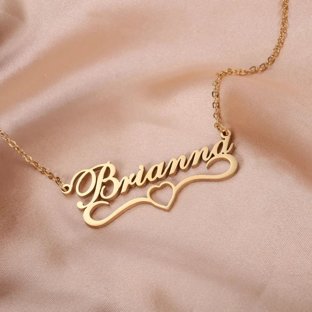 Cursive Name Heart Necklace