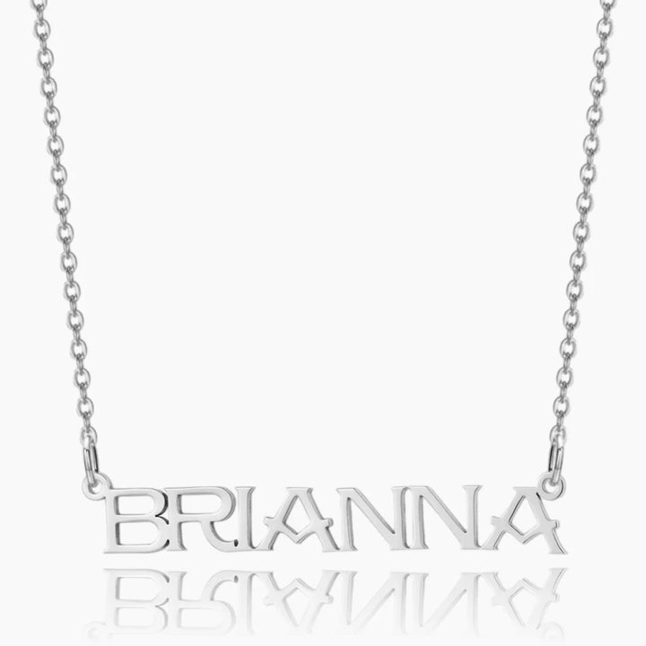 Silver capital letter name necklace for women