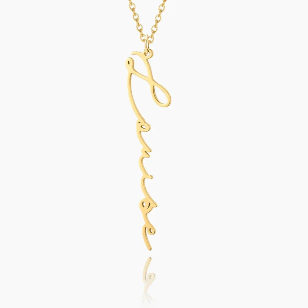 Vertical Signature Name Necklace in Gold for Women