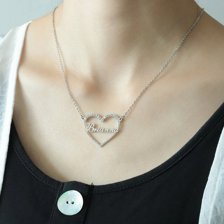 Iced Out Heart Shape Name Necklace