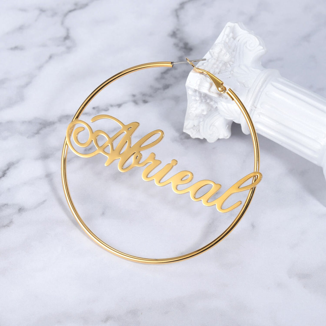 SCRIPT NAME HOOP EARRINGS