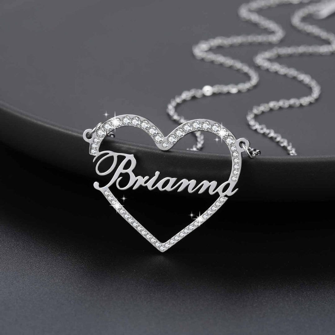 Iced Out Heart Shape Name Necklace