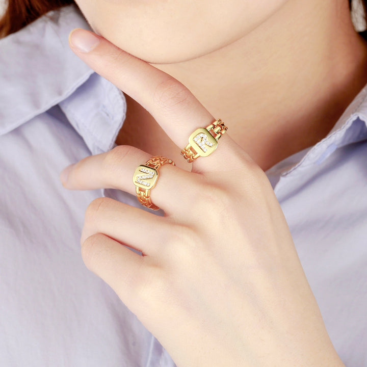 ADJUSTABLE BLING LETTER RING