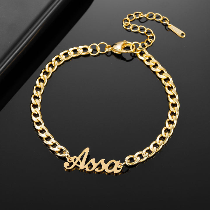 Name Bracelet With Cuban Chain