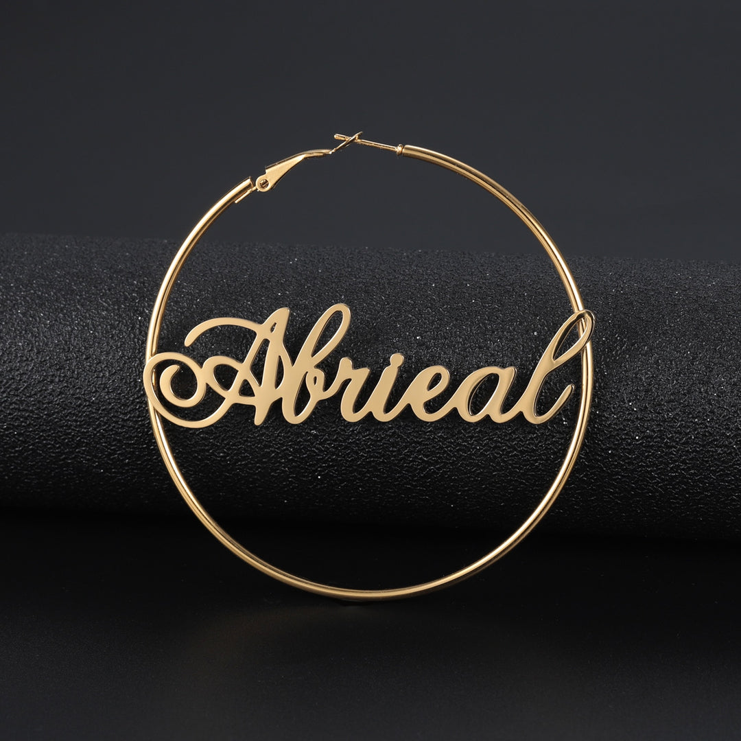 SCRIPT NAME HOOP EARRINGS