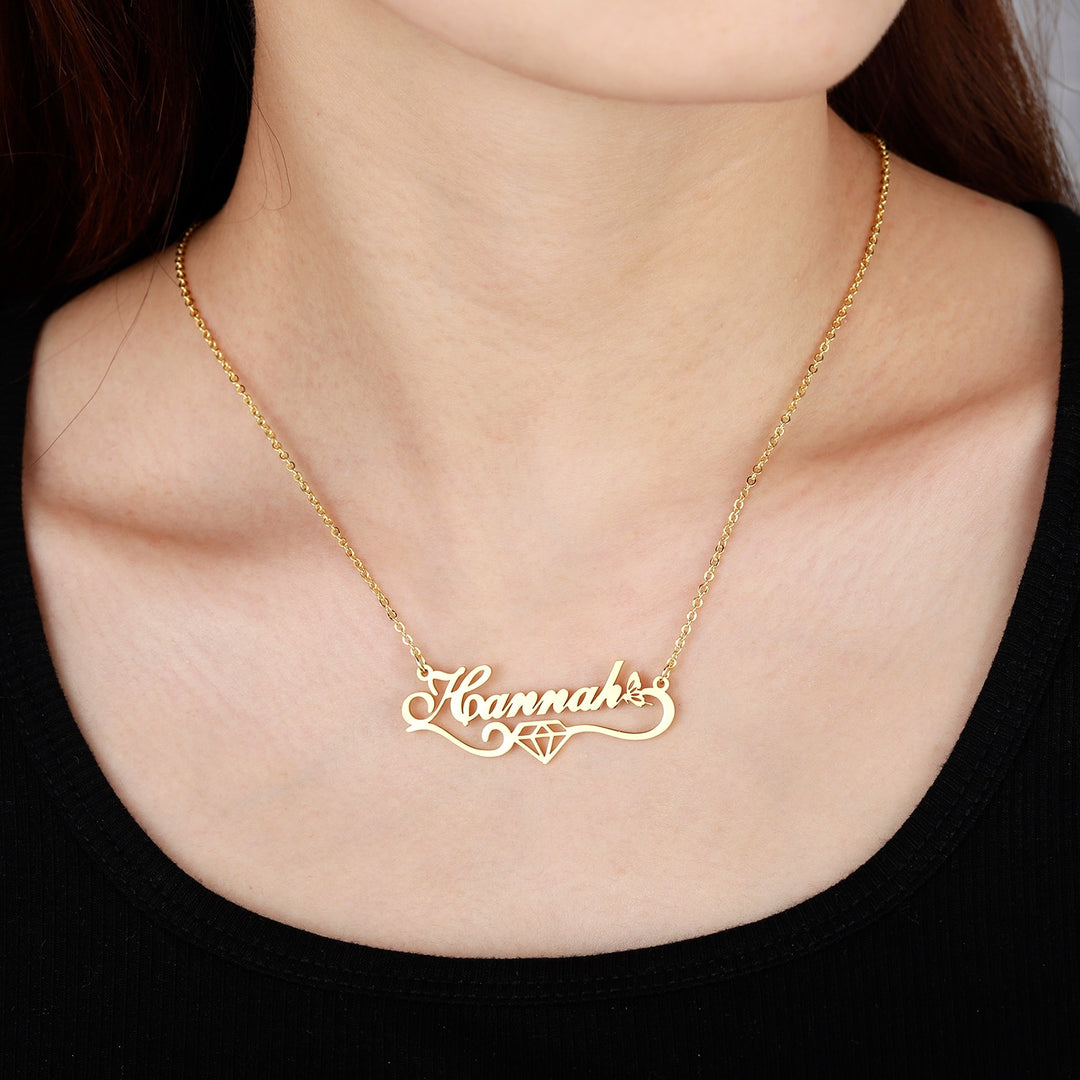 Dainty Butterfly Name Necklace with Diamond Accents