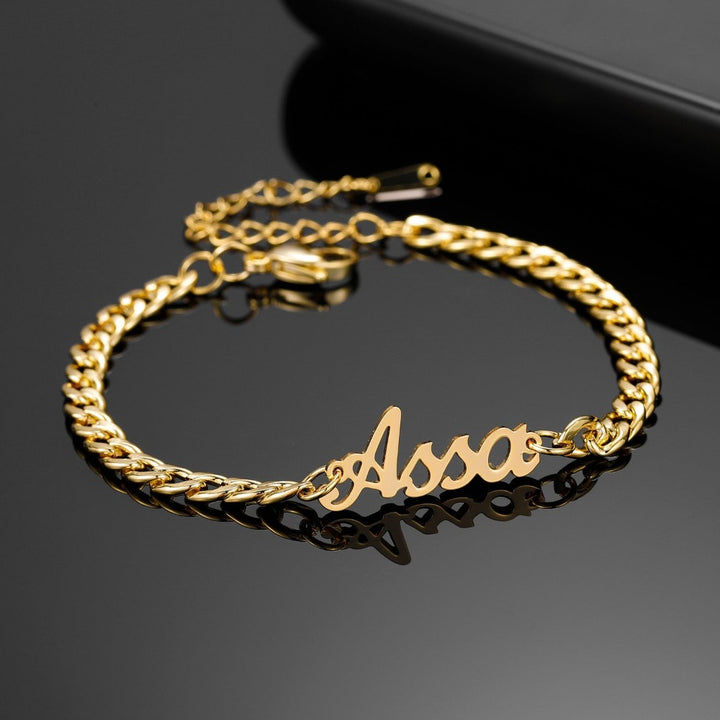 Name Bracelet With Cuban Chain