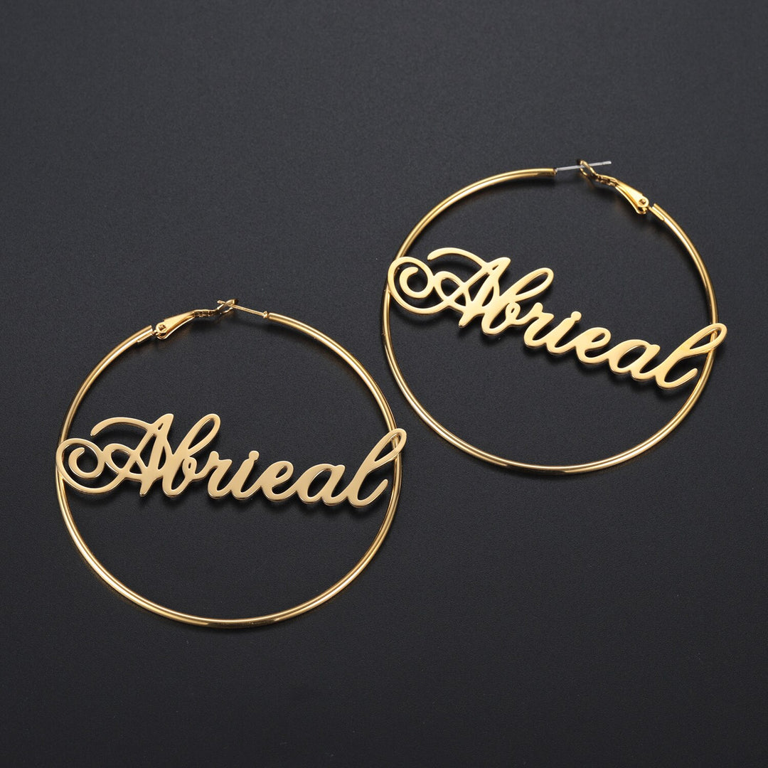 SCRIPT NAME HOOP EARRINGS