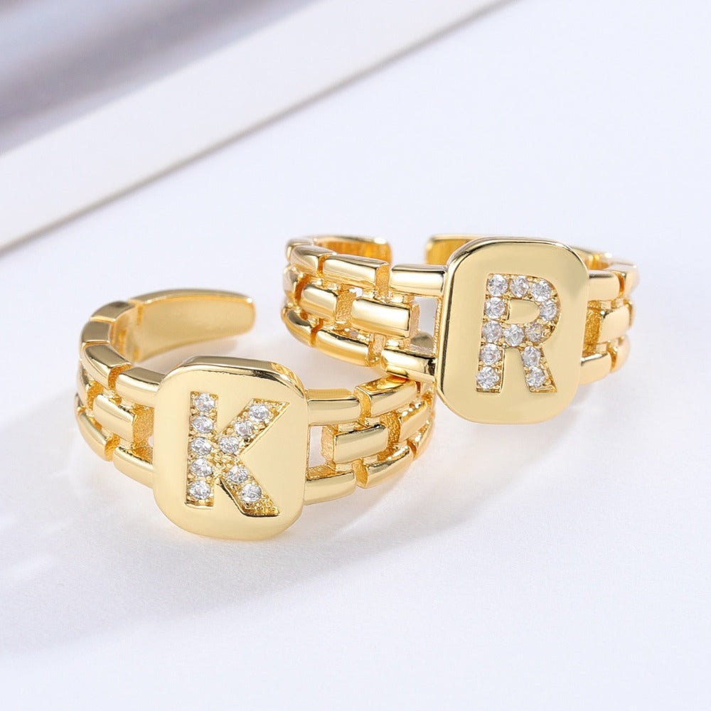 ADJUSTABLE BLING LETTER RING