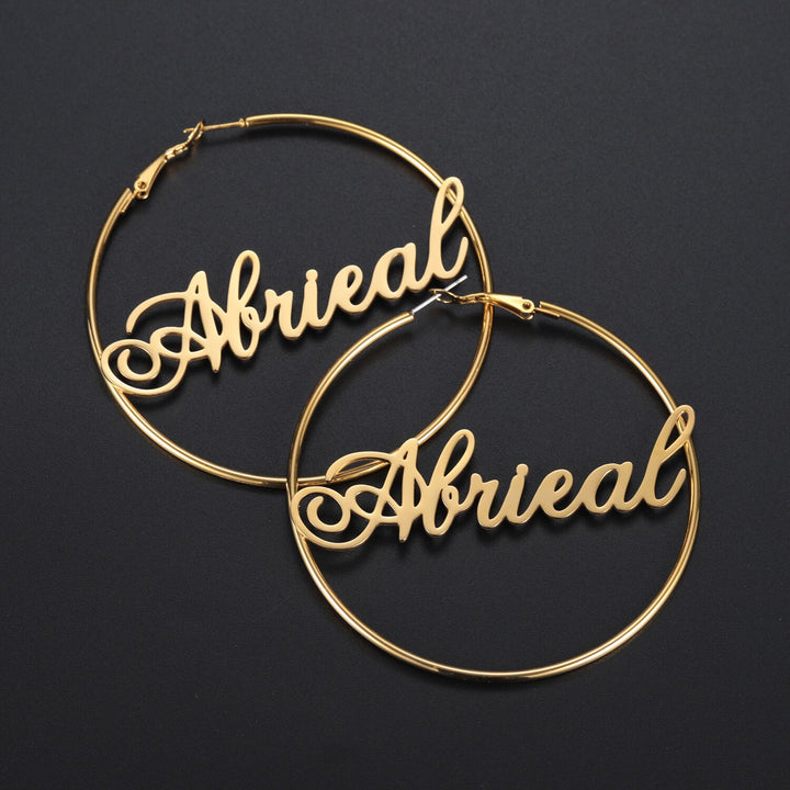 SCRIPT NAME HOOP EARRINGS