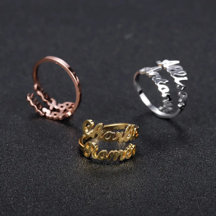 Couple Name Adjustable Ring